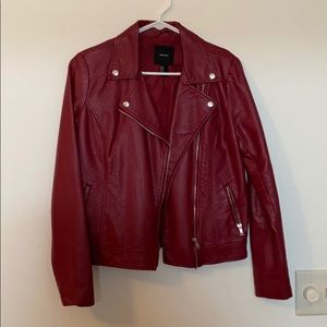 faux leather jacket, maroon